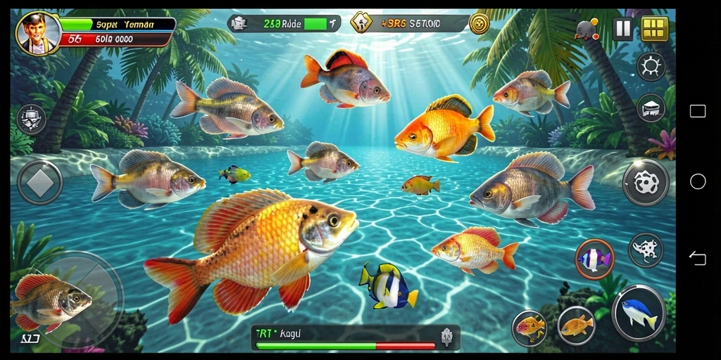 Tangkapan layar dari gameplay Tembak Ikan yang seru di 5RT.