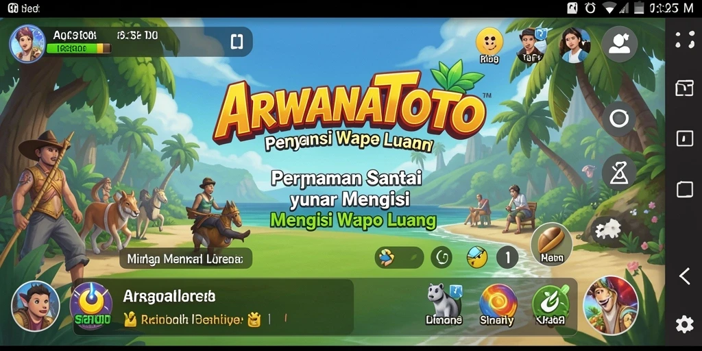 Tampilan gameplay ARWANATOTO yang menghibur dan penuh warna.