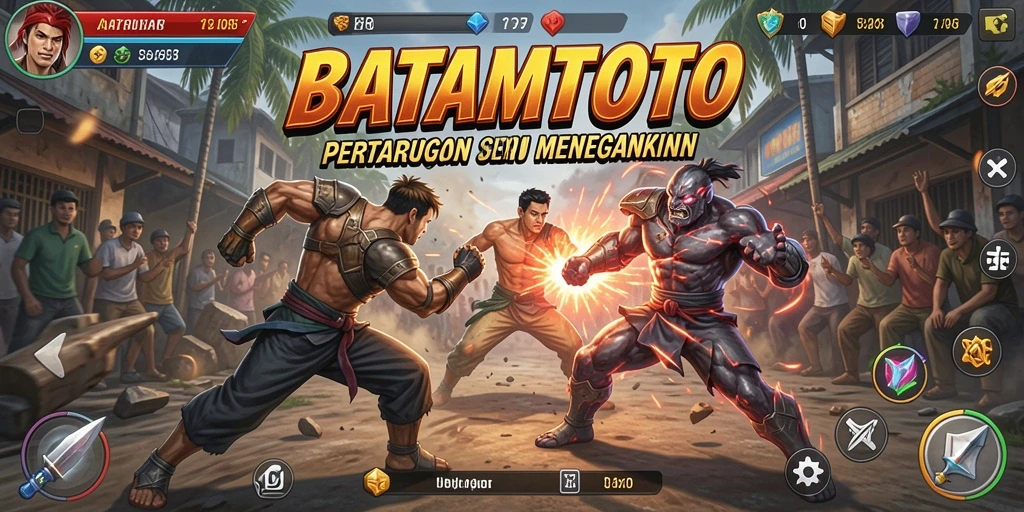 Screenshot gameplay BATAMTOTO menampilkan aksi pertarungan yang mendebarkan.