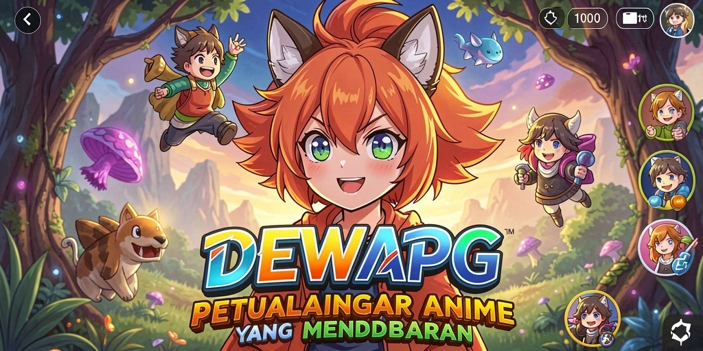 Tampilan gameplay DEWAPG yang penuh warna dan karakter unik.