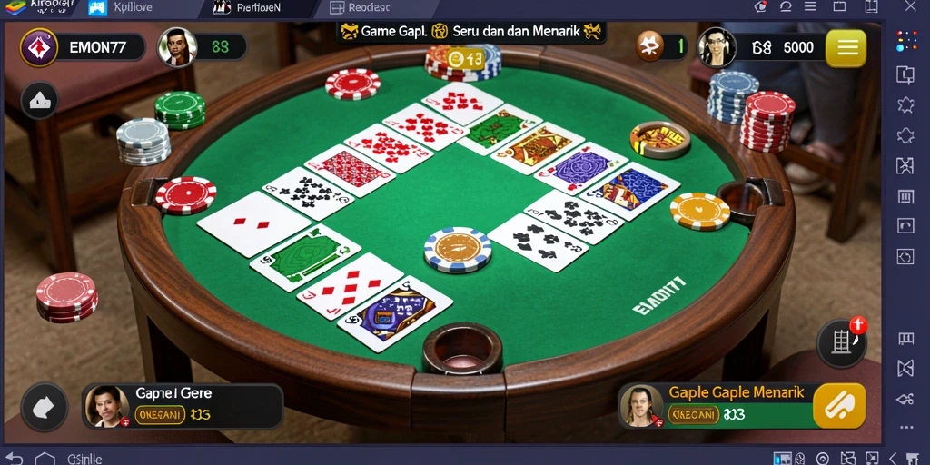 Gambaran gameplay EMON77 di tengah pertandingan Gaple.