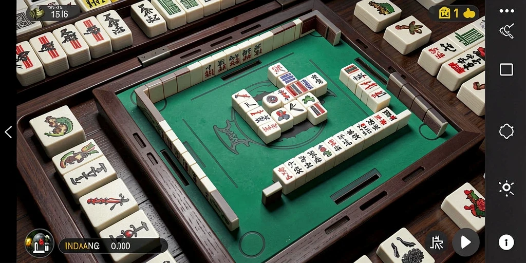 Tampilan gameplay seru dan menantang dari INDAAA, permainan Mahjong yang menarik.