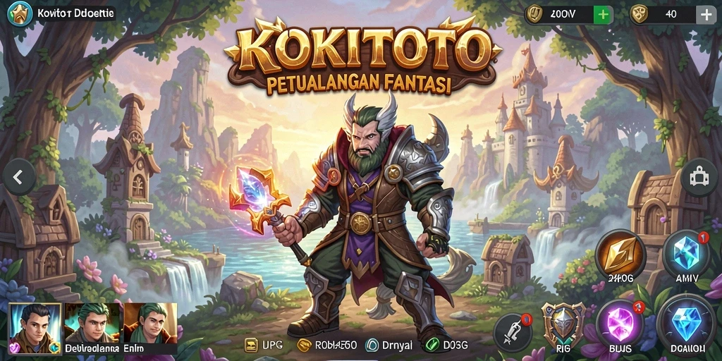 Tangkapan layar dari gameplay KOKITOTO yang menampilkan pertarungan epik dan petualangan.