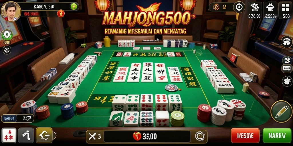 Tampilan gameplay menarik dari MAHJONG500 yang mendebarkan.