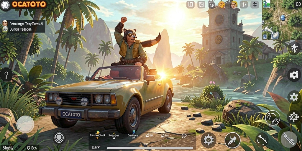 Gameplay OCATOTO menunjukkan petualangan seru di dunia terbuka.