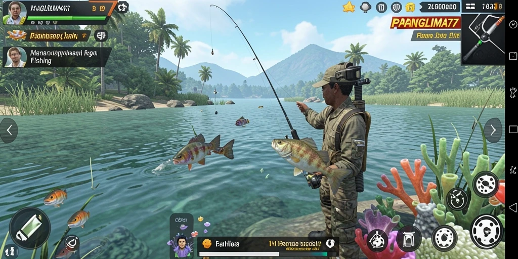 Tampilan gameplay <strong>PANGLIMA77</strong> dengan aksi memancing yang seru.