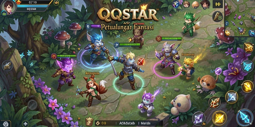 Screenshot utama QQSTAR menampilkan aksi petualangan RPG yang mendebarkan.