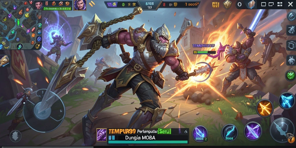 Screenshot TEMPUR99 menampilkan aksi seru di battlefield MOBA.
