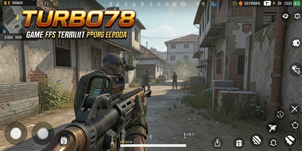 Tampilan gameplay TURBO78 yang mendebarkan dalam aksi FPS.