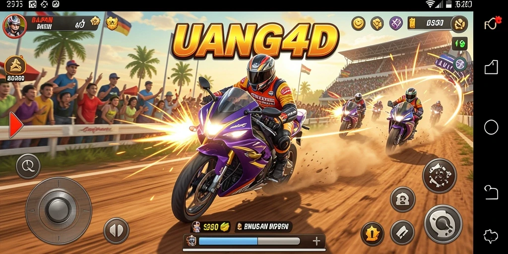 Screenshot gameplay UANG4D menunjukkan momen balapan yang mendebarkan.