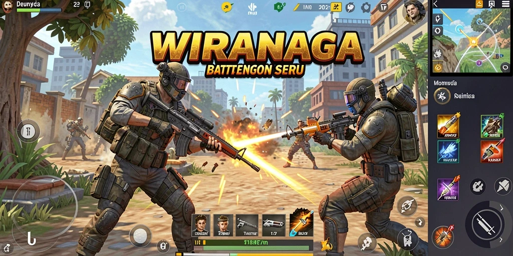 Gameplay WIRANAGA yang intens dan penuh aksi.