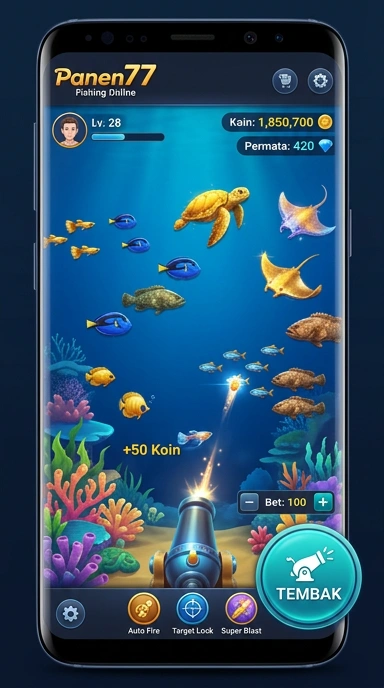Tampilan antarmuka aplikasi Panen77 yang user-friendly.